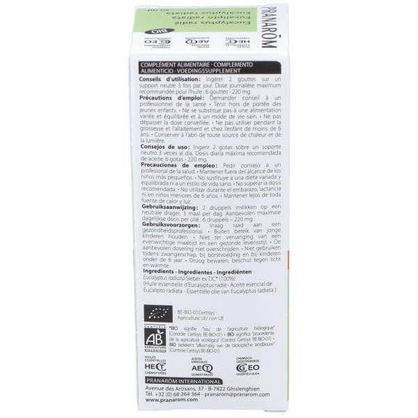 Pranarôm Aceite Esencial De Eucalipto Radiata Bio 30Ml