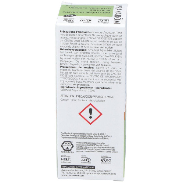 Gaulteria Olorosa Hoja Aceite Esencial Bio 30Ml.