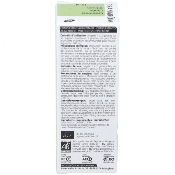 Limon Cascara Aceite Esencial Bio 10Ml.
