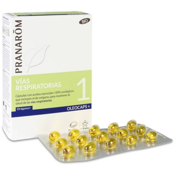 Pranarom Oleocaps+ 1 Vías Respiratorias Bio, 30 Cápsulas