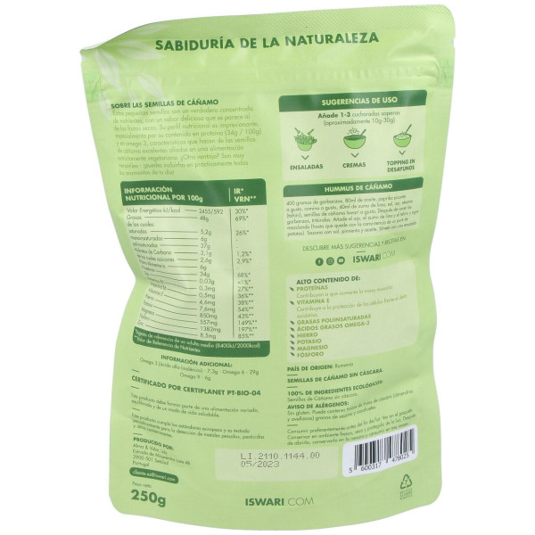 Semillas De Cañamo Sin Cascara 250Gr. Bio