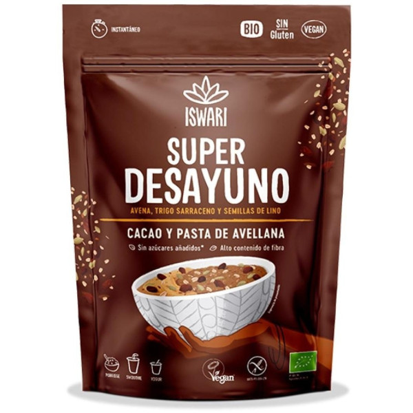 Iswari Super Desayuno Cacao Avellanas Sin Gluten Eco 360G