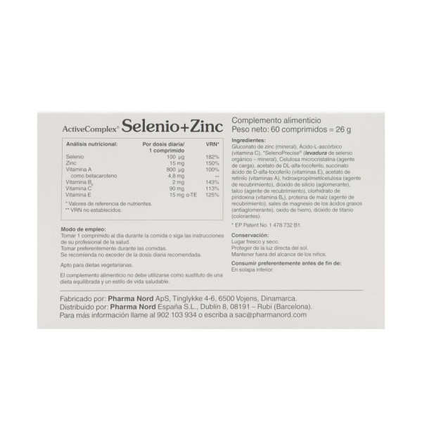 Activecomplex Selenio + Zinc (60 Comprimidos) - Pharma Nord