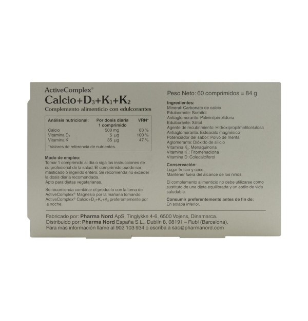 Activecomplex Calcio+D3+K (60 Comprimidos)