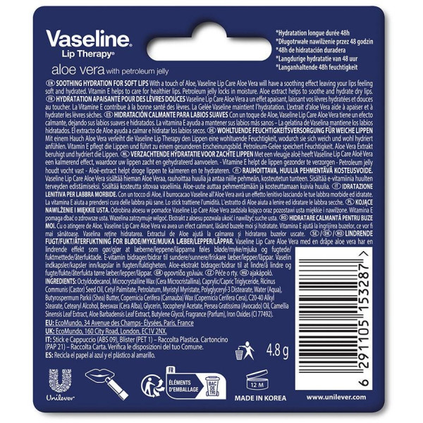 Vaseline Bálsamo Labial Stick Aloe Vera 4,8 Gr