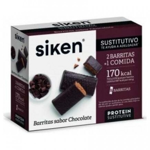 Siken Barritas Sustitutivas Sabor Chocolate, 8 Uds