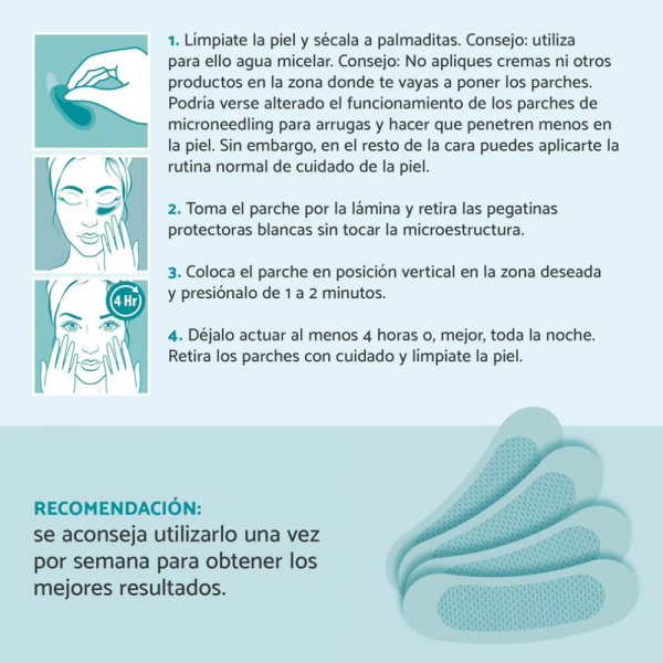 Parches de Microneedling para arrugas, 4 patches de 17 mg. - Remescar