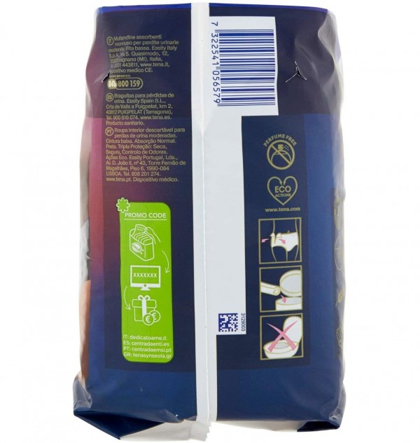 Absorbente Incontinencia Orina Dia Anatomico - Tena Silhouette Braga Cintura Baja Negro (10 Unidades Talla M)