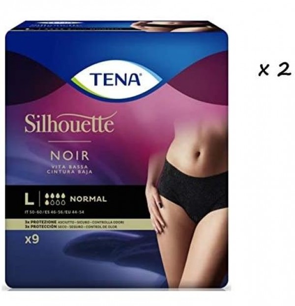 Absorbente Incontinencia Orina Dia Anatomico - Tena Silhouette Braga Cintura Baja Negro (8 Unidades Talla G)