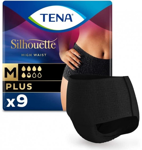 Absorbente Incontinencia Orina Dia Anatomico - Tena Silhouette Braga Cintura Alta Negro (8 Unidades Talla M)