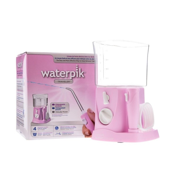 Irrigador Bucal Electrico - Waterpik Wp- 300 Traveler Con Adaptador (Viajes Pink)