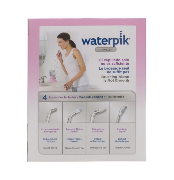 Irrigador Bucal Electrico - Waterpik Wp- 300 Traveler Con Adaptador (Viajes Pink)