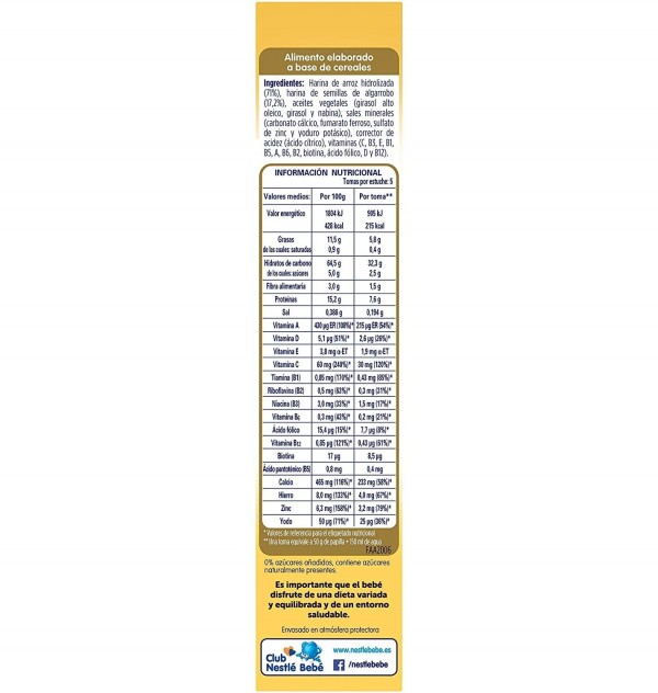 Nestle Sinlac Papilla De Cereales (1 Envase 500 G)