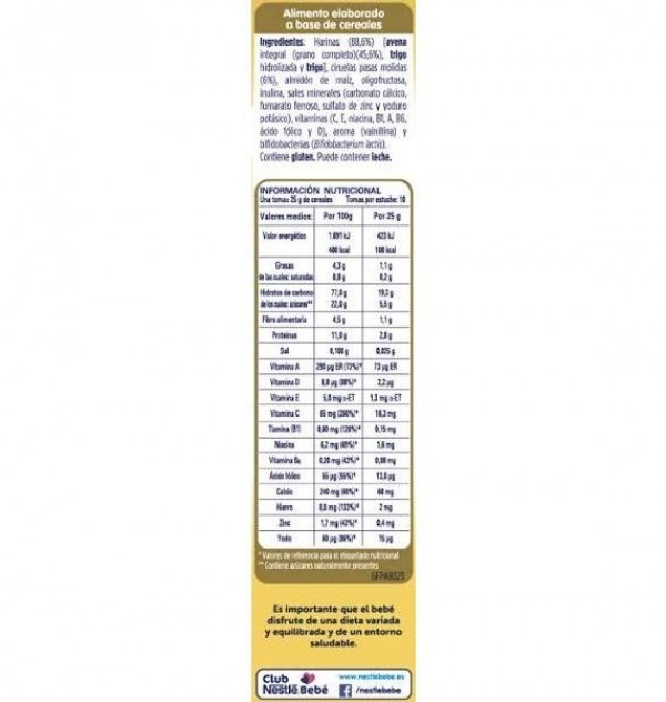 Nestle Nestum Avena Con Ciruelas (1 Envase 250 G)