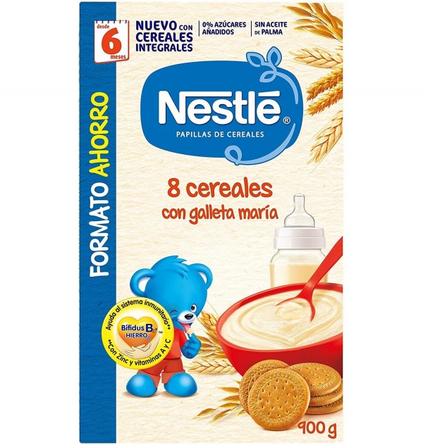 Nestle Papilla 8 Cereales Galleta Maria (2 Envases 900 G)
