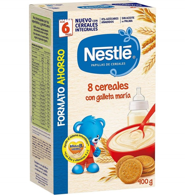 Nestle Papilla 8 Cereales Galleta Maria (2 Envases 900 G)