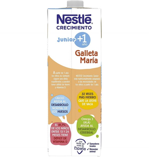 Nestle Junior Crecimiento 1 + Galleta Maria (1 Envase 1000 Ml)