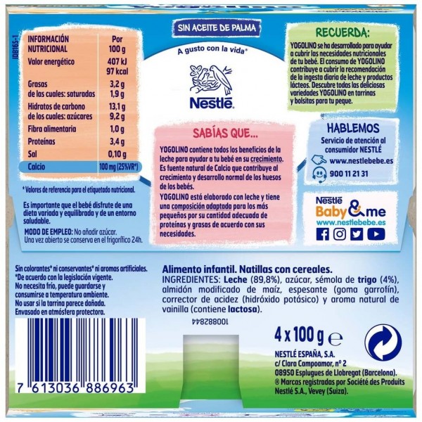Nestlé Yogolino Cereales +6M 4X100G