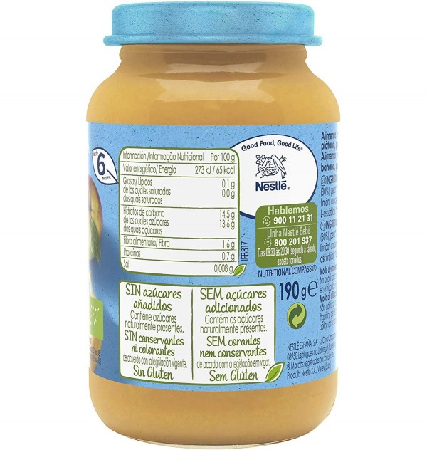 Nestle Naturnes Bio Manzana Platano Pera Y Melocoton (1 Envase 190 G)