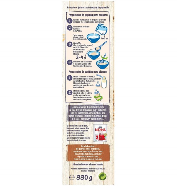 Nestle Cereales Seleccion Naturaleza Multicereales Platano (1 Envase 330 G)