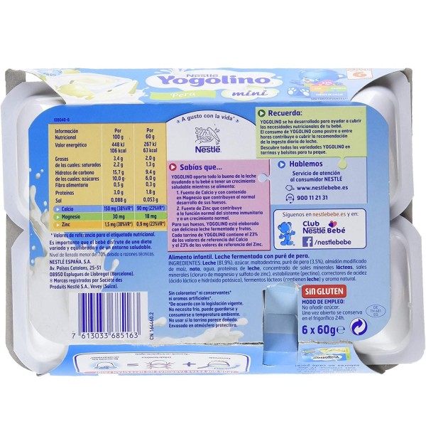Nestle Yogolino Mini Pera (6 Tarrinas 100 G)