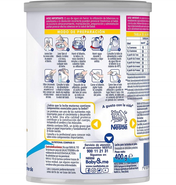 Al Nan Sin Lactosa (1 Bote 400 G)