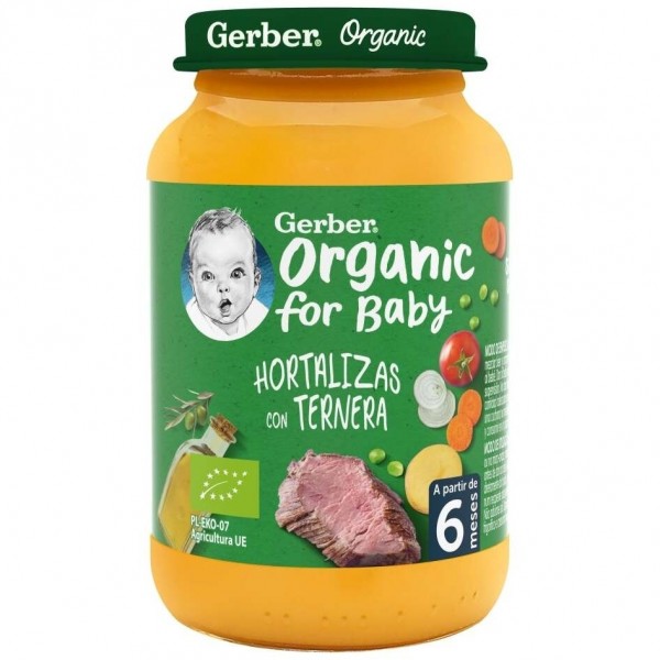 Gerber Organic Tarrito Hortalizas Y Ternera +6 Meses, 190 G