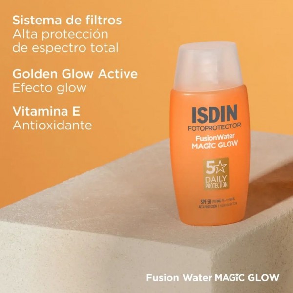 Fotoprotector Fusion Water MAGIC GLOW SPF 50, 50 ml. - Isdin