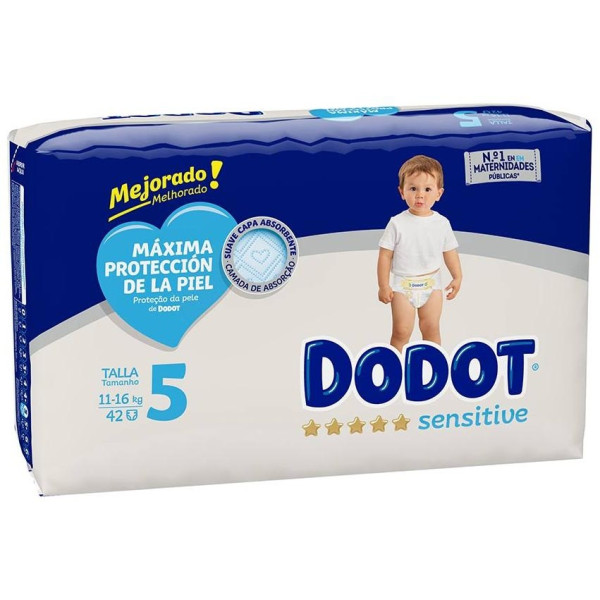 Dodot Sensitive Talla 5 Pañales 11-16 Kg 42 U