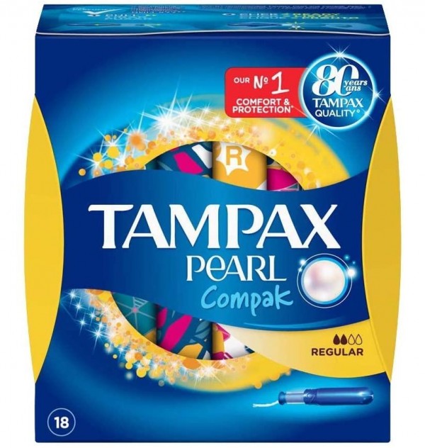 Tampax Compak Pearl Tampon 100%Algodon (Regular 16 U)