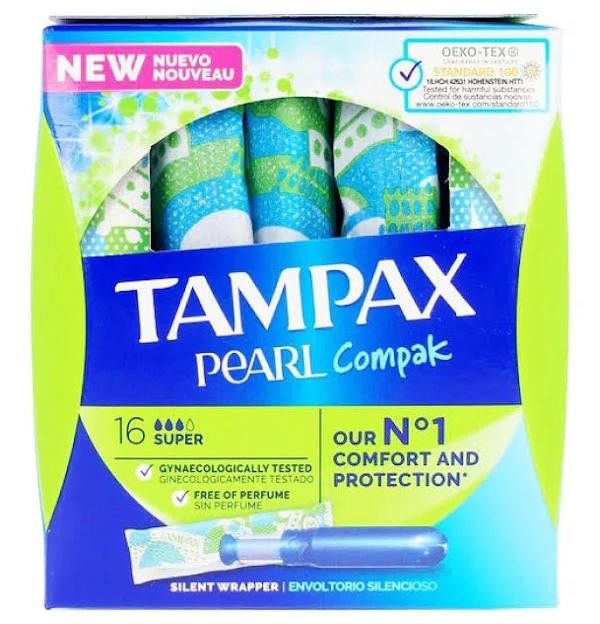 Tampax Compak Pearl Tampon 100%Algodon (Super 16 U)
