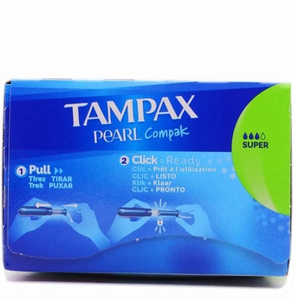 Tampax Compak Pearl Tampon 100%Algodon (Super 16 U)