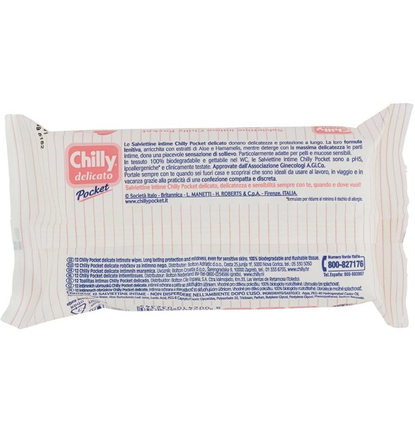 Chilly Pocket Delicado Higiene Intima Toallitas (12 Toallitas)