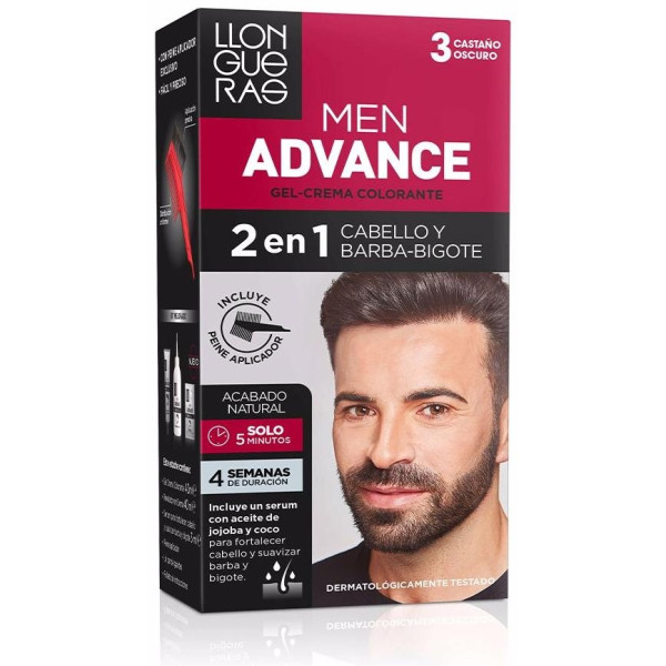 Llongueras Kit Men Advance Tinte Gel Crema 3 Castaño Oscuro