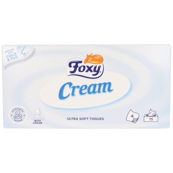 Foxy Pañuelos Faciales Cream Pieles Sensibles 75Uds