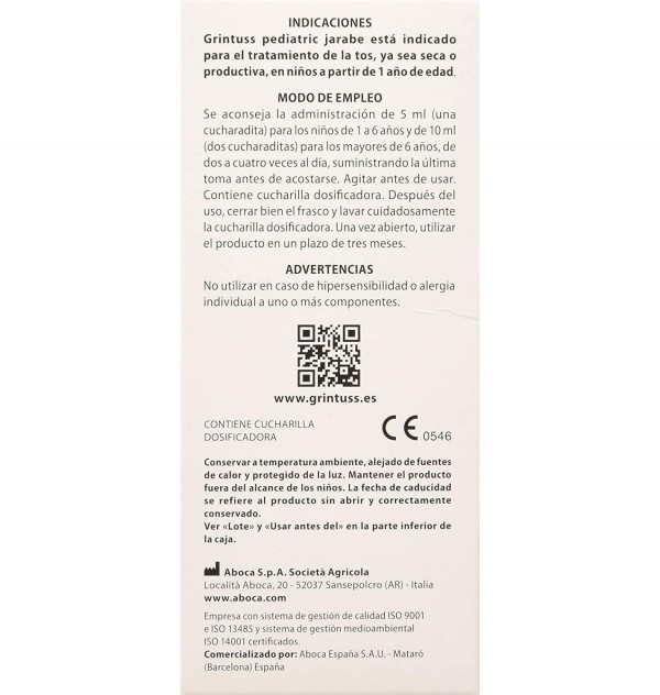 Grintuss Jarabe Con Poliresin Pediatric 180 ml. - Aboca