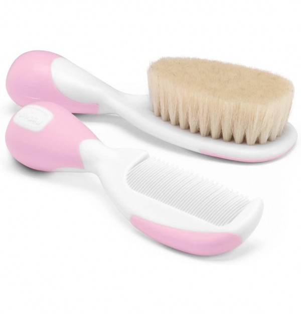 Cepillo Y Peine Infantil - Chicco Pelo Natural (Rosa)