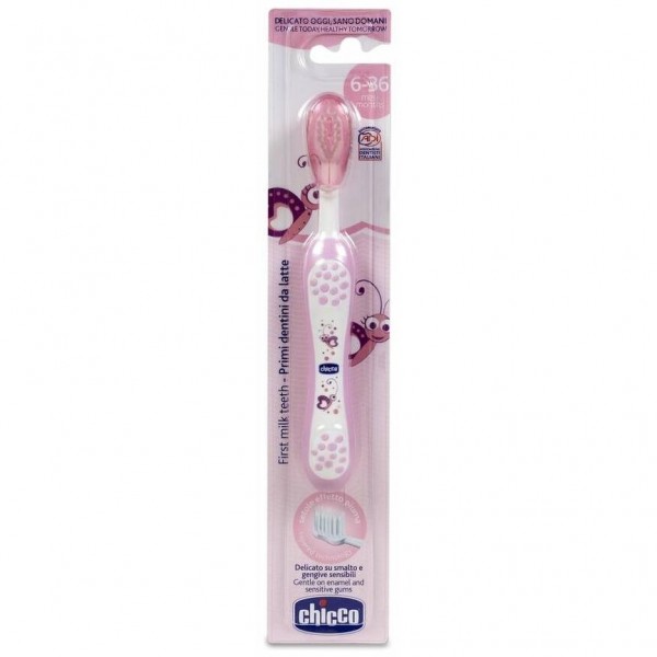 Chicco Cepillo De Dientes De Cerdas Suaves 6M+ Rosa, 1 Ud
