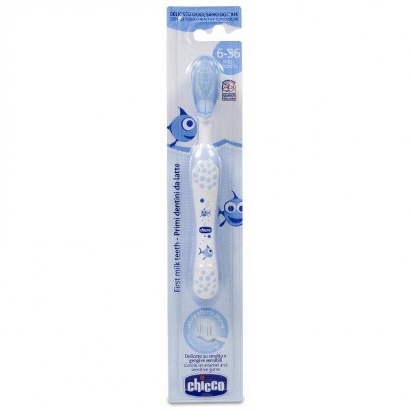 Chicco Cepillo De Dientes De Cerdas Suaves 6M+ Azul, 1 Ud