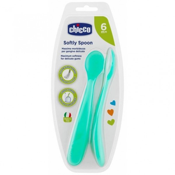 Chicco Cuchara Infantil Silicona Easy Training Azul +6M 2U