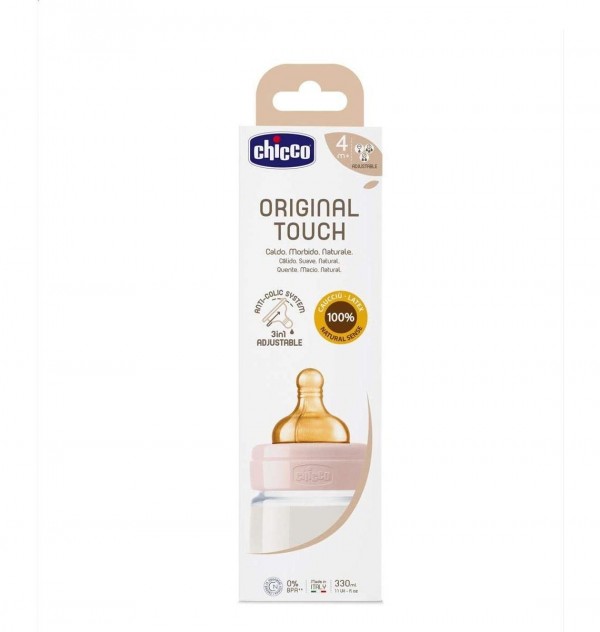Biberon Plastico T Caucho - Chicco Original Touch (Neutro 2M+ Flujo Medio 250 Ml)
