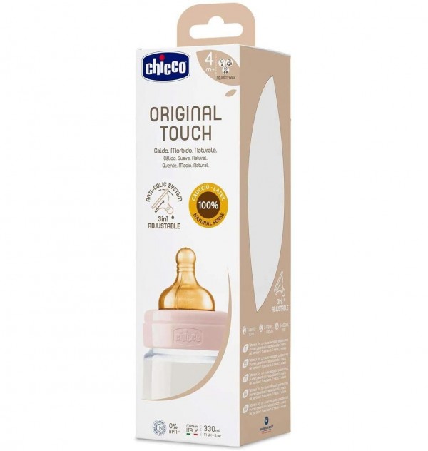 Biberon Plastico T Caucho - Chicco Original Touch (Neutro 2M+ Flujo Medio 250 Ml)