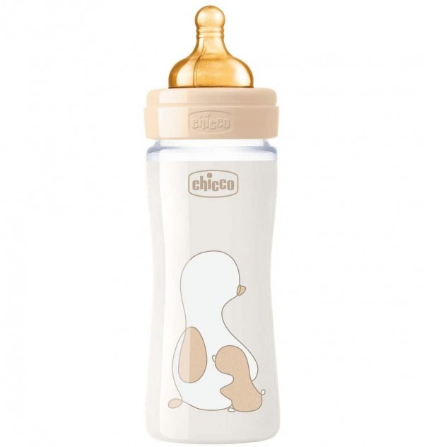 Biberon Vidrio T Caucho - Chicco Original Touch (Neutro 2M+ Flujo Medio 250 Ml)