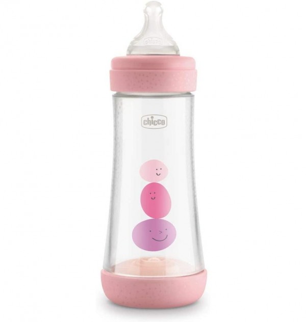 Biberón Plástico T Silicona, Chicco Perfect 5 Rosa, 4M+ Flujo Rapido, 300 Ml. - Artsana Spain