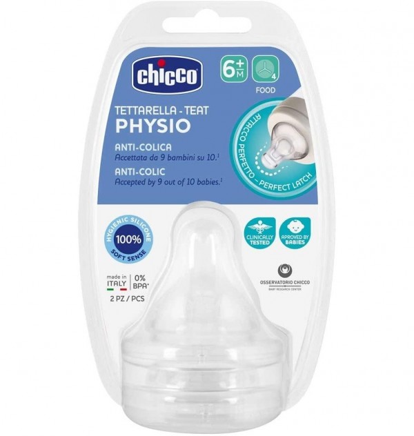 Tetina Silicona - Chicco Physio (6M+ Flujo Papilla 2 U)