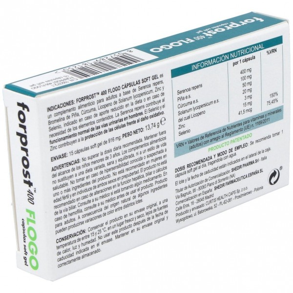 Shedir Forprost 400 Flogo Suplemento Para La Salud Prostática En Cápsulas