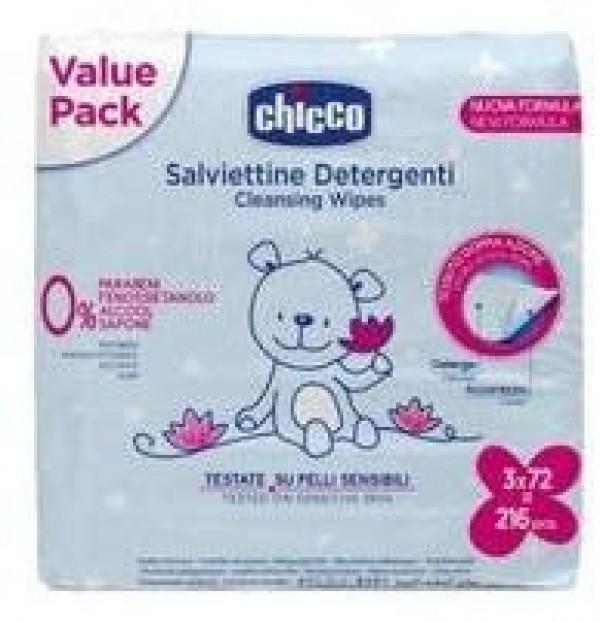 Toallitas Humedas - Chicco (3 Envases 72 Toallitas)
