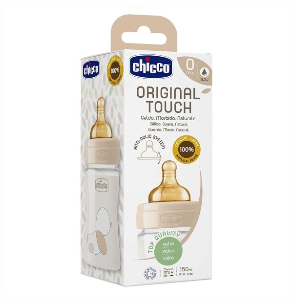 Biberon Vidrio T Caucho - Chicco Original Touch (Neutro 0M+ Flujo Normal 150 Ml)