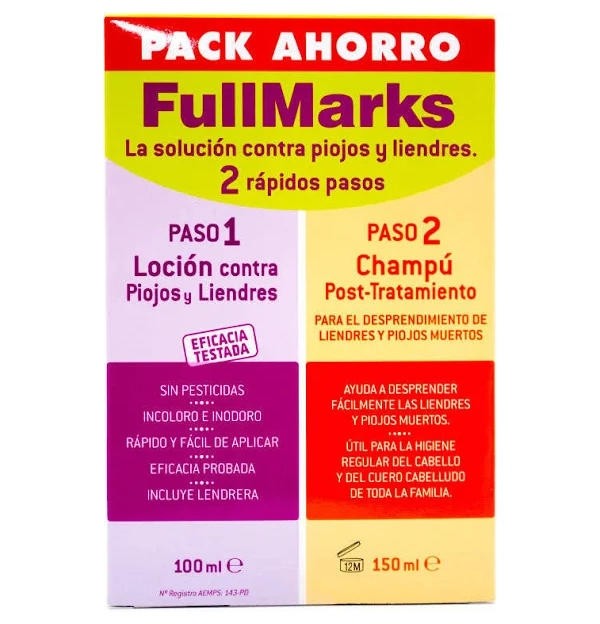 Fullmarks Antipiojos Y Liendres Champu + Locion - Pediculicida (1 Envase 100 Ml + 1 Envase 150 Ml Kit)