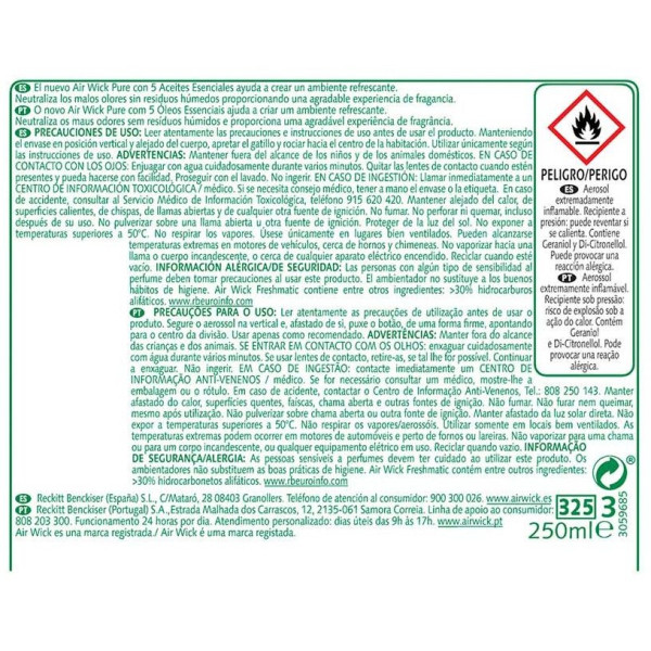 Air-Wick Pure Ambientador Vaporizador Refrescante 250 Ml